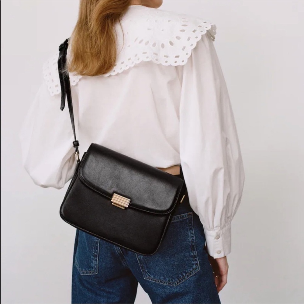 Mango Black Leather Shoulder Bag